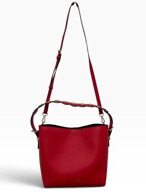 Henri Bendel Surrey Leather Bucket Bag in True Red NWOT